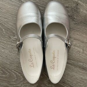 La Coqueta Silver Mary Jane Shoes